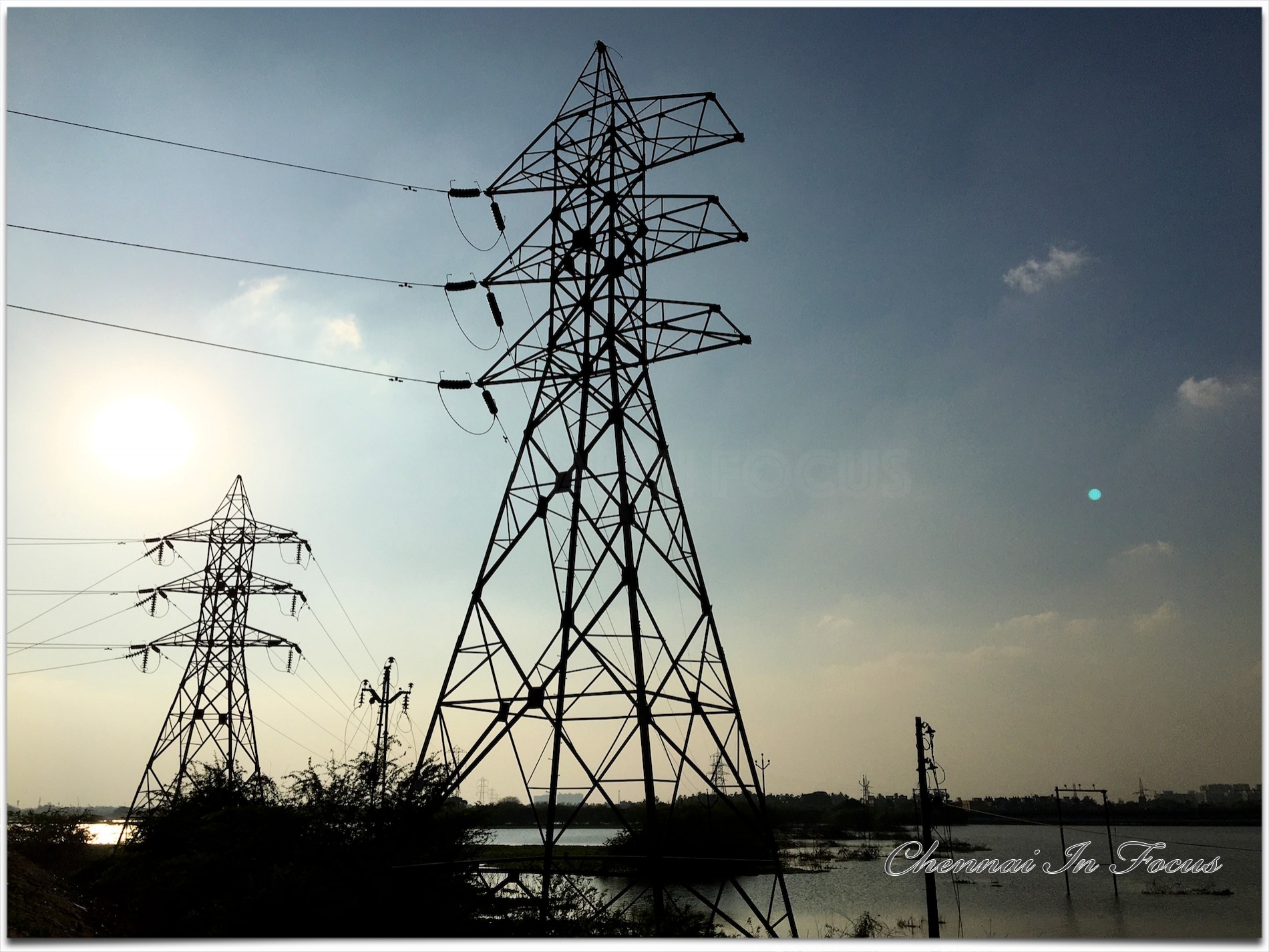 porur lake, power lines grid